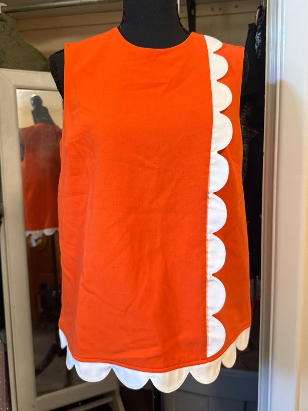 Victoria Beckham for Target Orange Sleeveless Top with White Scallop Trim